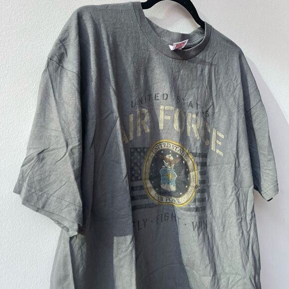 Bayside The True American Men's Graphic Tee US Air Force T-Shirt Casual Gray - Picture 4 of 7